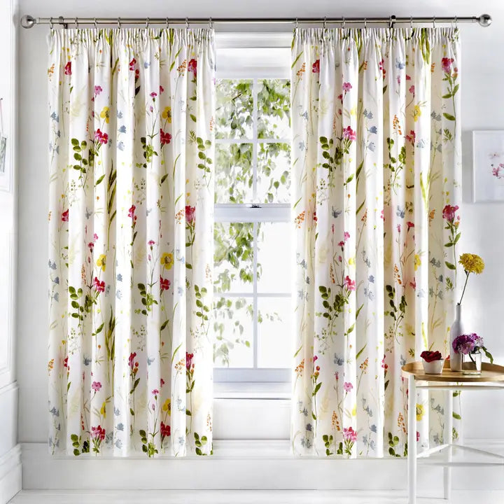 Spring Glade Pencil Pleat Curtains By D & D in Multi